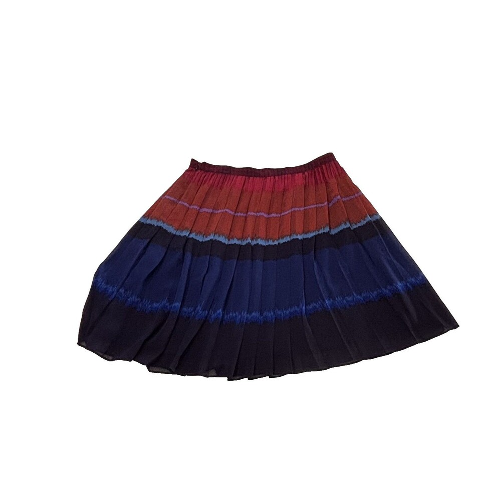 Pleated Boho Skirt Colorful Lined Stripe ELLE Sz 8